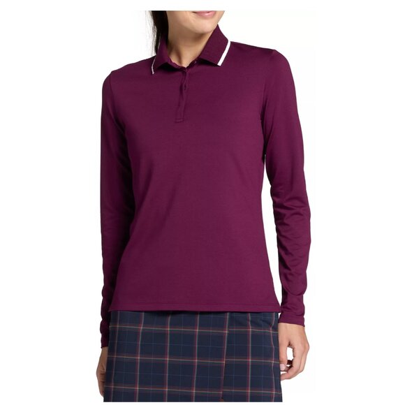 NWT Walter Hagan Clubhouse Long Sleeve Polo in Beet - Picture 1 of 9